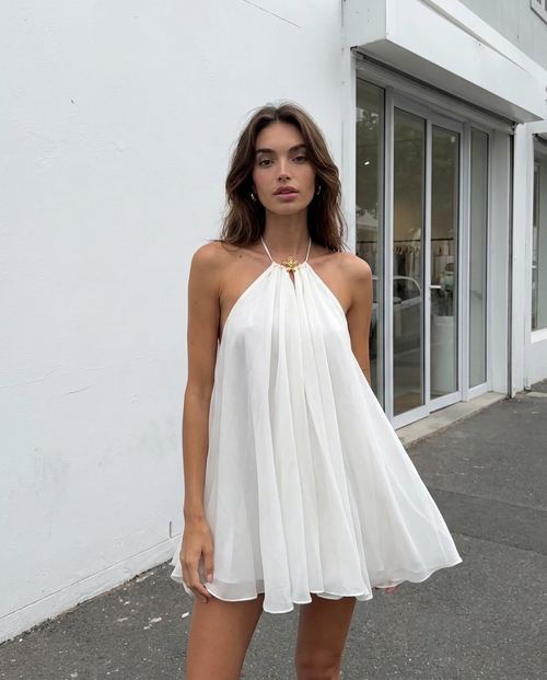 Colette Halter Ruffle Mini Dress