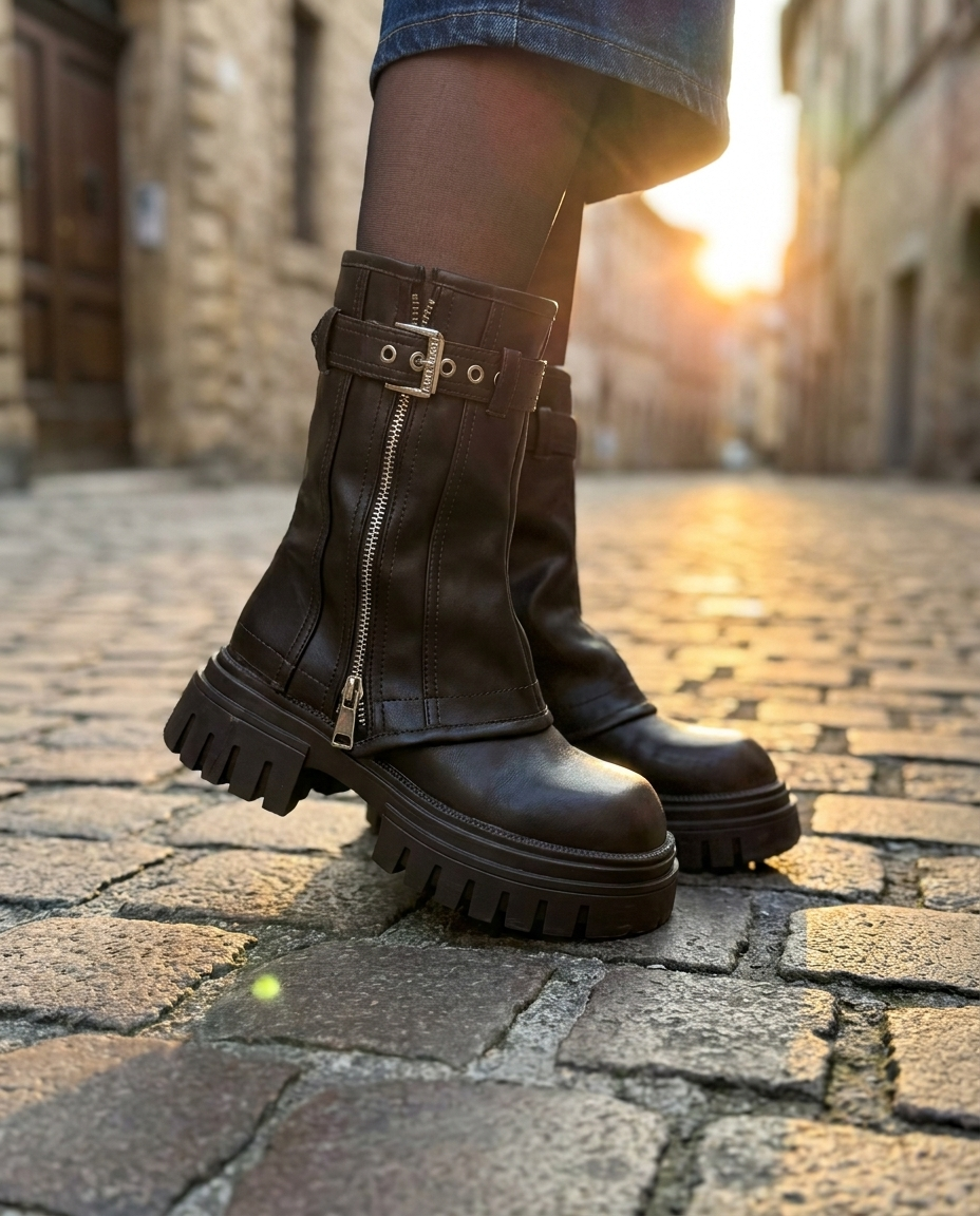 Gabrielle Buckle Platform Bootie