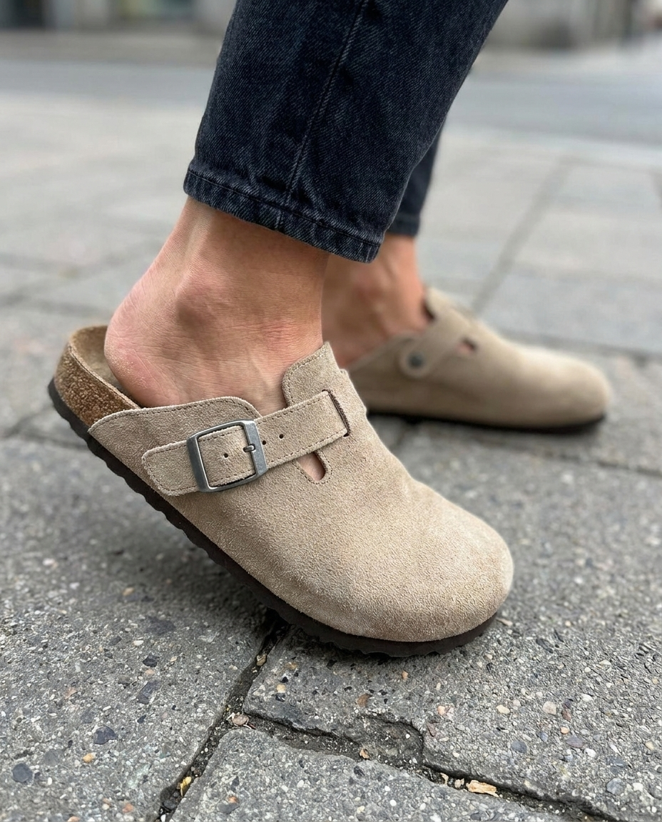 Noëlle Suede Buckle Clog