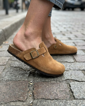Noëlle Suede Buckle Clog