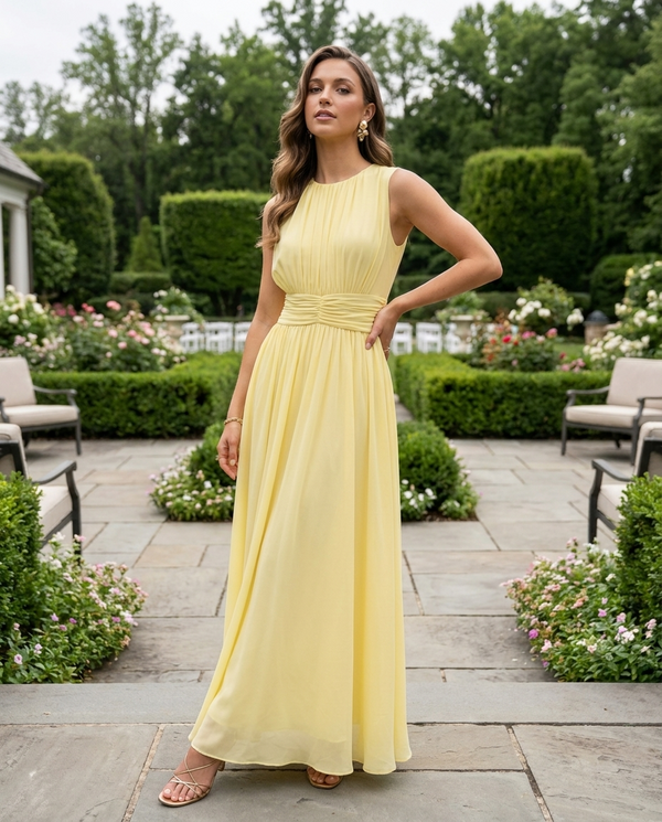 Florence Ruched A-Line Maxi Dress