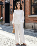 Camille Mandarin Collar Linen Blouse