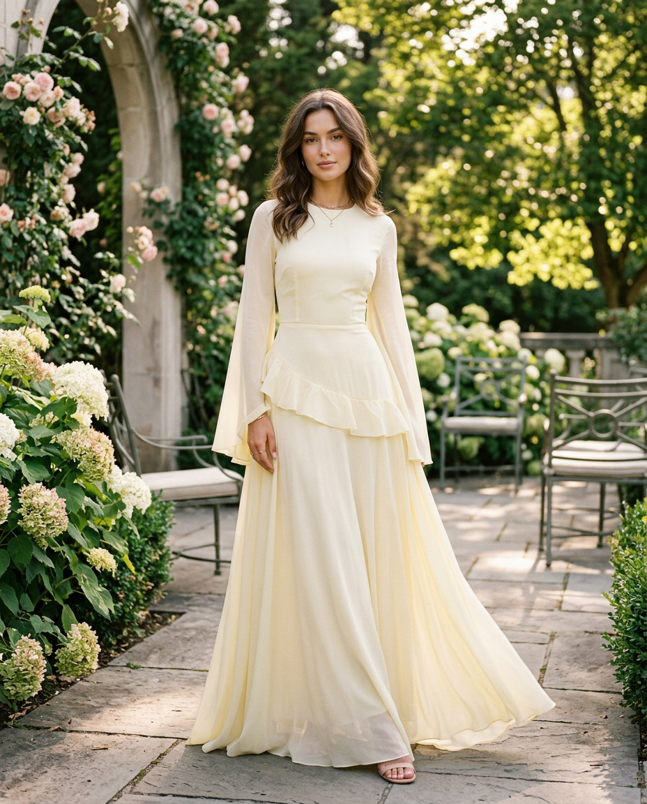 Delphine Tiered Bell Sleeve Maxi Dress