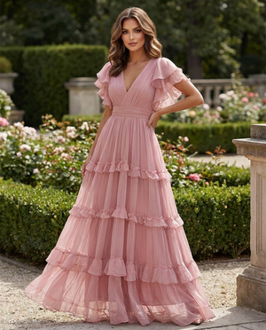 Céline Ruffled Hem Maxi Dress