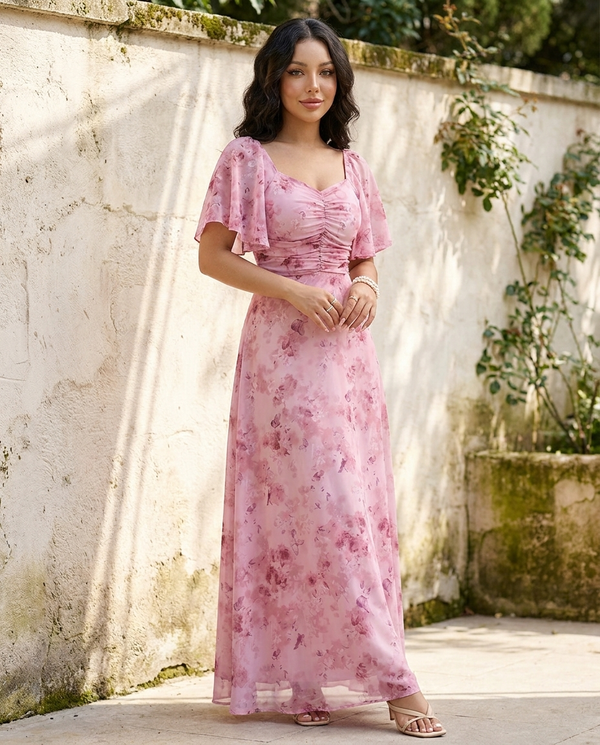 Amélie Floral Sweetheart Maxi Dress