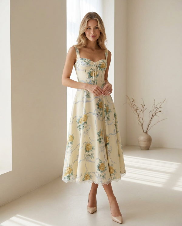 Joséphine Corset Bodice Midi Dress