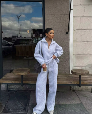 Marguerite Collared Sweatshirt & Wide-Leg Trouser Co-Ord Set