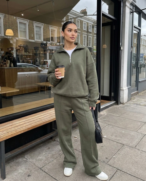 Marguerite Collared Sweatshirt & Wide-Leg Trouser Co-Ord Set