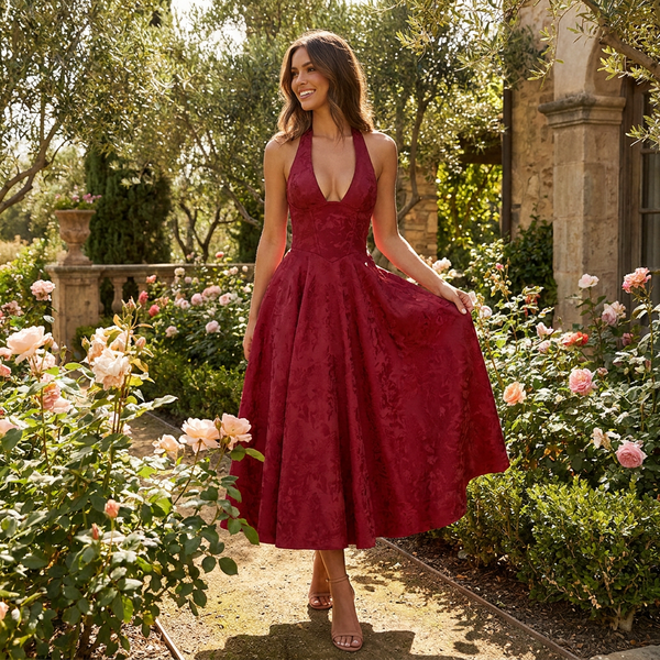 Isabelle Floral Halter Midi Dress