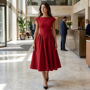 Simone Structured Cap Sleeve Midi Dress