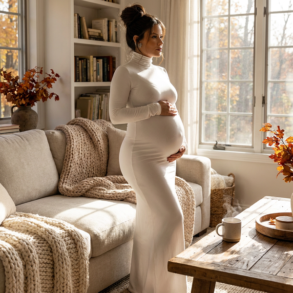 Noémie Turtleneck Slim-Fit Maternity Maxi Dress