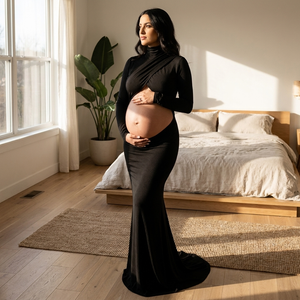 Vivienne Turtleneck Belly-Cutout Bodycon Maternity Dress