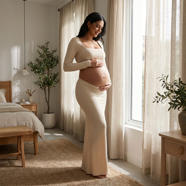 Léonie Square-Neck Bodycon Maternity Maxi Dress