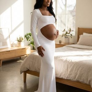 Léonie Square-Neck Bodycon Maternity Maxi Dress