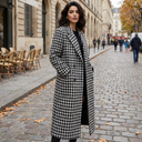 Noëlle Houndstooth Relaxed Lapel Wool Coat
