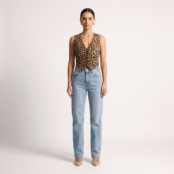 Léone Leopard Print V-Neck Vest
