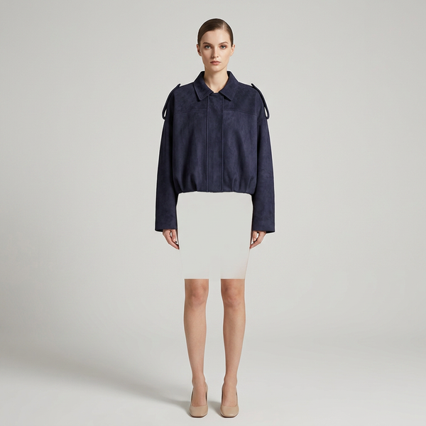 Gaby Cropped Suede Bomber Jacket