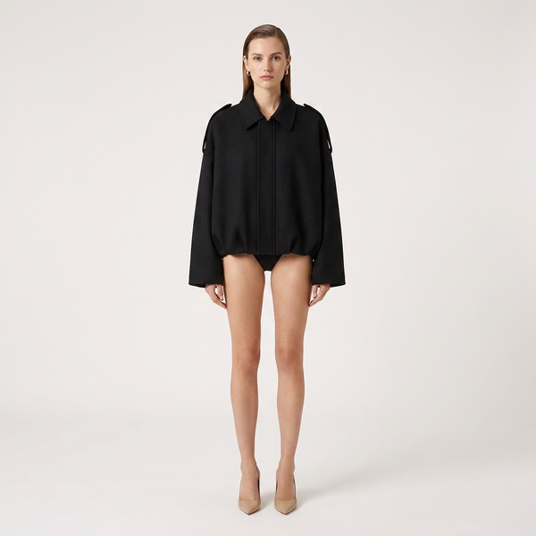 Gaby Cropped Suede Bomber Jacket