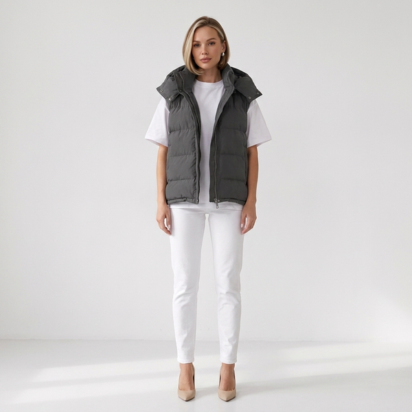 Solène Hooded Sleeveless Puffer Gilet