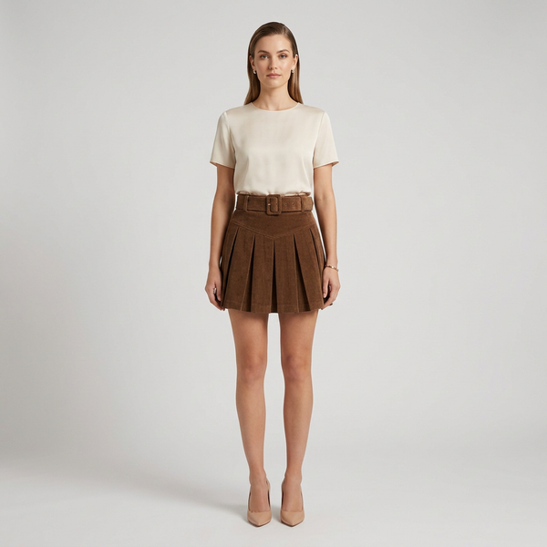 Colette Belted Pleated Mini Skirt