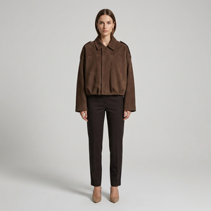 Gaby Cropped Suede Bomber Jacket