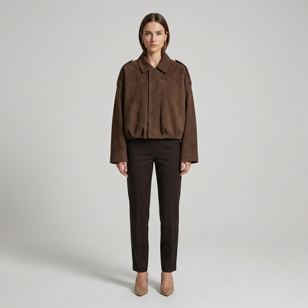 Gaby Cropped Suede Bomber Jacket