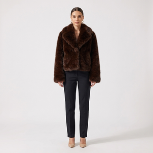Amélie Shawl Collar Faux Fox Fur Short Coat