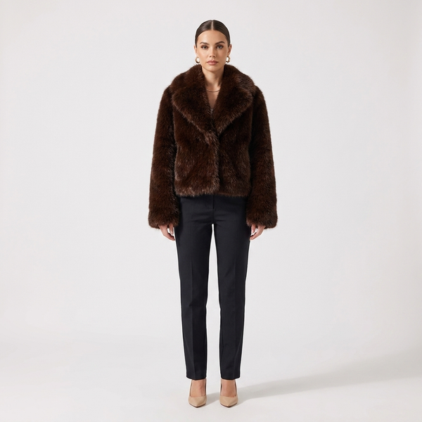 Amélie Shawl Collar Faux Fox Fur Short Coat