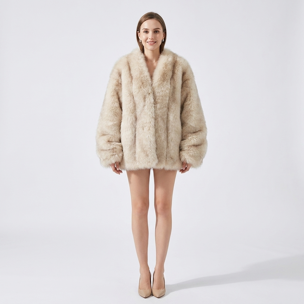 Margot Fluffy Faux Fox Fur Oversized Coat