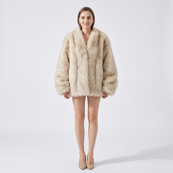 Margot Fluffy Faux Fox Fur Oversized Coat