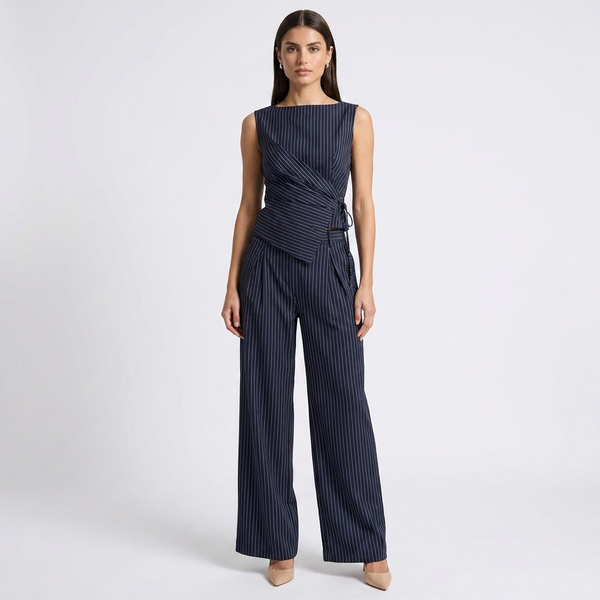 Inès Pinstripe Wrap Co-Ord Set