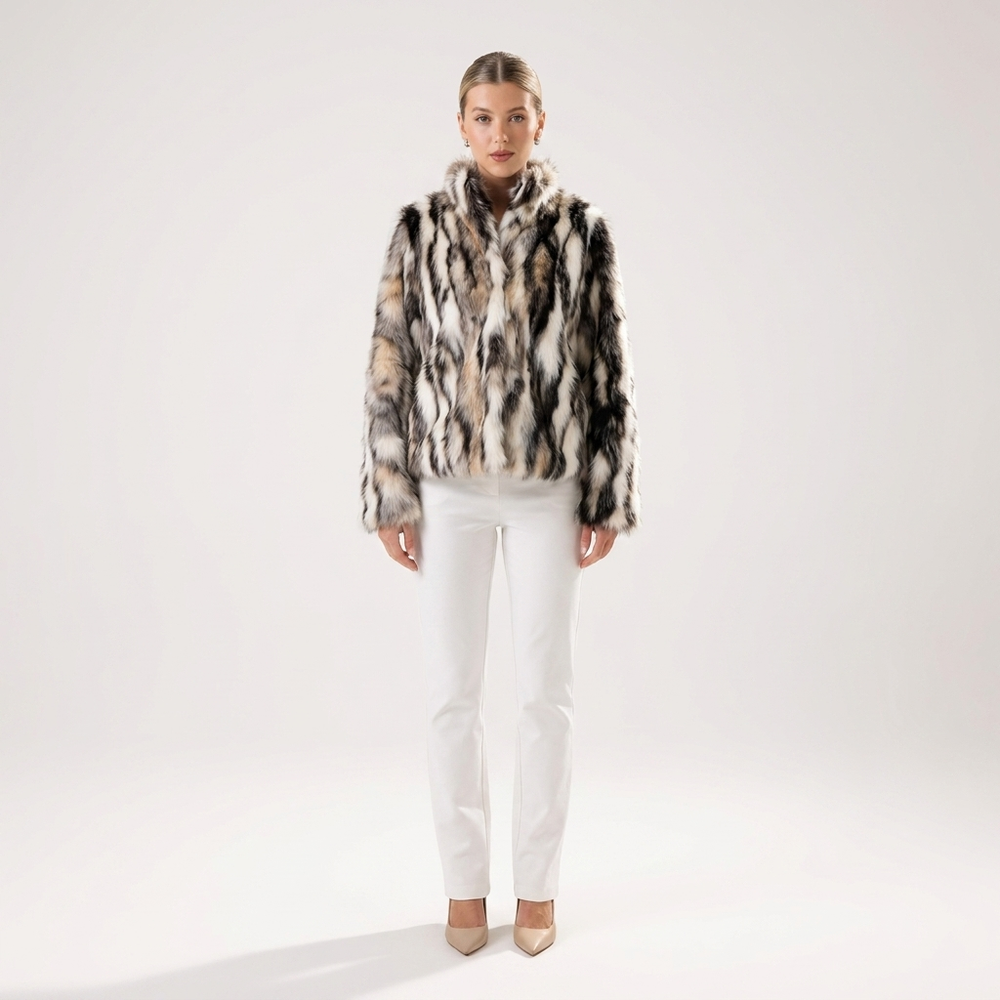 Aurore Animal Print Faux Fur Statement Coat