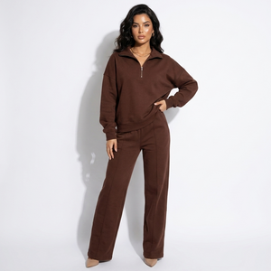 Marguerite Collared Sweatshirt & Wide-Leg Trouser Co-Ord Set