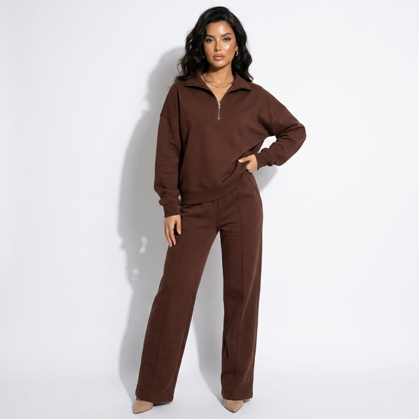 Marguerite Collared Sweatshirt & Wide-Leg Trouser Co-Ord Set