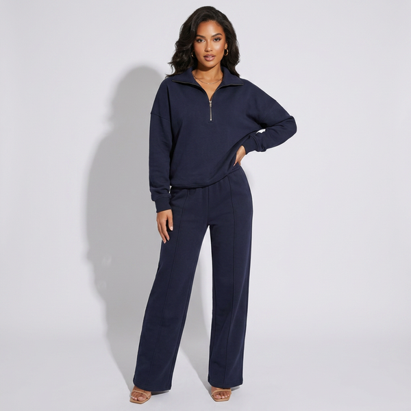 Marguerite Collared Sweatshirt & Wide-Leg Trouser Co-Ord Set