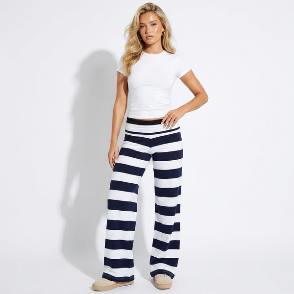 Geneviève Y2K Striped Wide-Leg Lounge Trousers