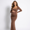 Léonie Square-Neck Bodycon Maternity Maxi Dress