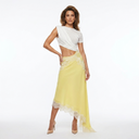 Colette Asymmetric Lace-Panel Midi Dress