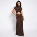 Victoire Hollow-Out Ruched Bodycon Maxi Dress