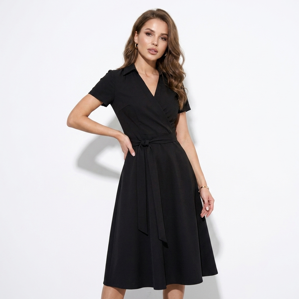 Madeleine Collared Wrap Midi Dress
