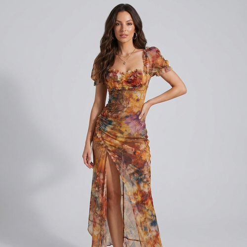 Isabelle Ruffled Chiffon Midi Dress