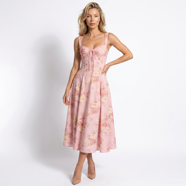 Joséphine Corset Bodice Midi Dress