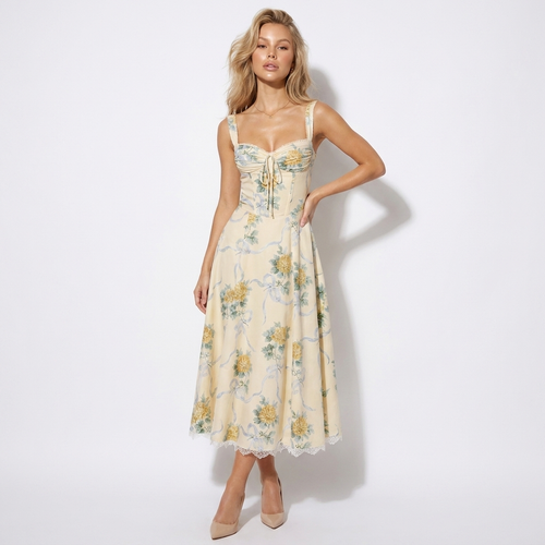 Joséphine Corset Bodice Midi Dress
