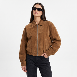 Jenny | Women's Suede Zip-Up Bomber Jacket