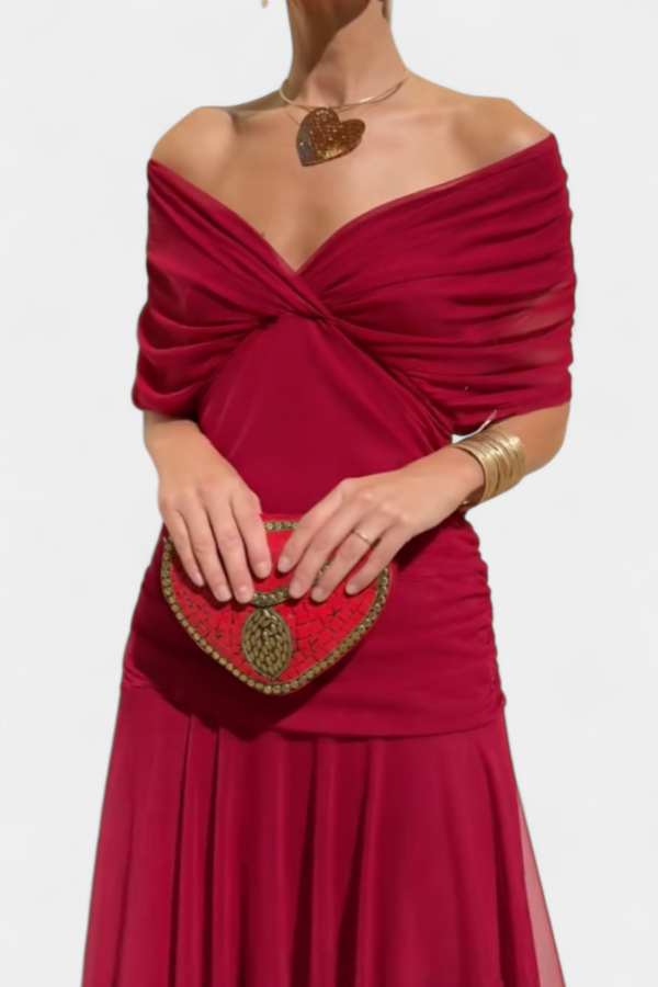 Amélie Blossom Heart-Neck Maxi Dress