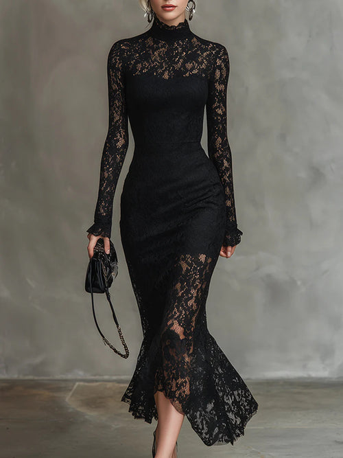 Éloise Black Lace Maxi Dress