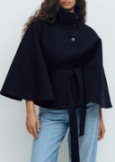 Élodie Belted High Neck Cape Jacket