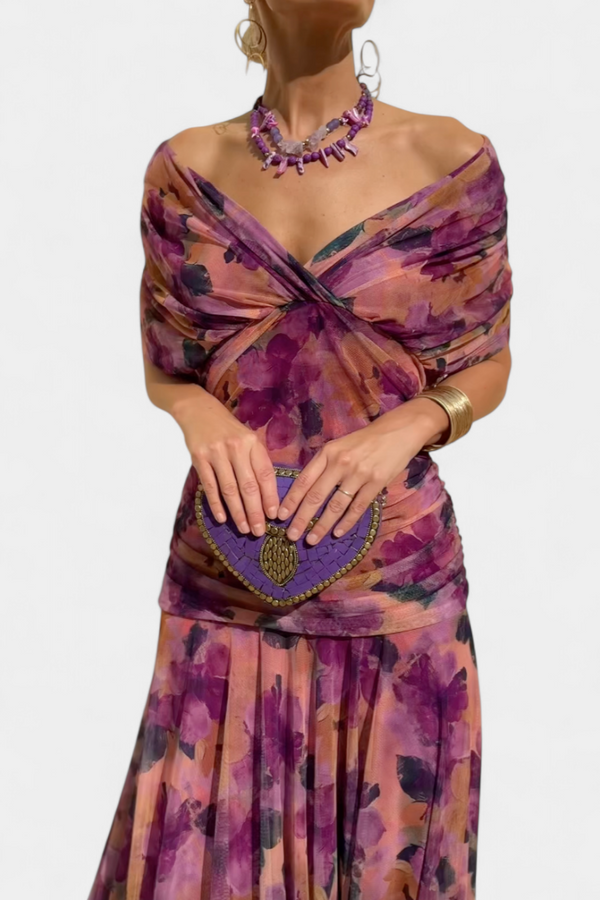 Amélie Blossom Heart-Neck Maxi Dress