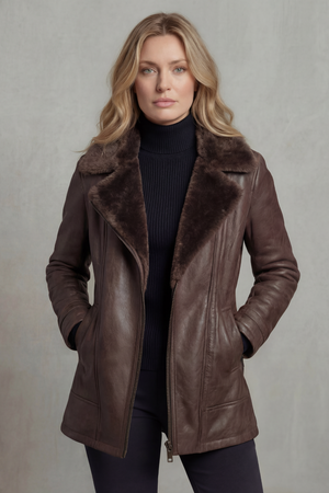Elara Shearling Urban Leather Jacket