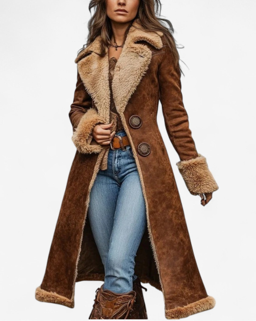 Isabella Vintage Long Faux Fur Coat